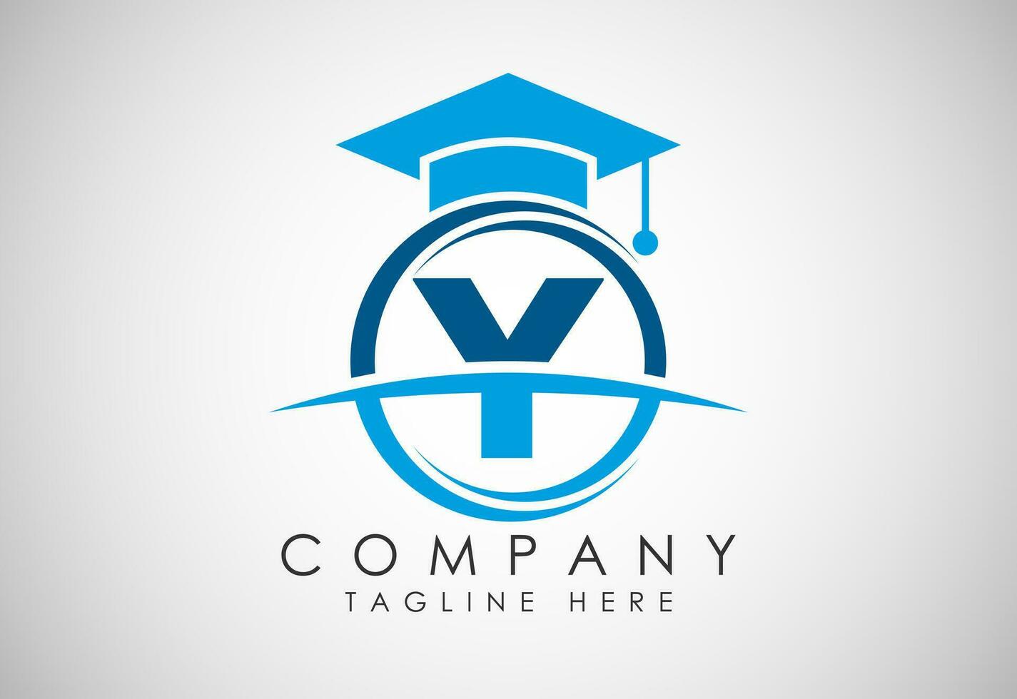 English alphabet Y in a circle with education hat. Education and graduation logo vector