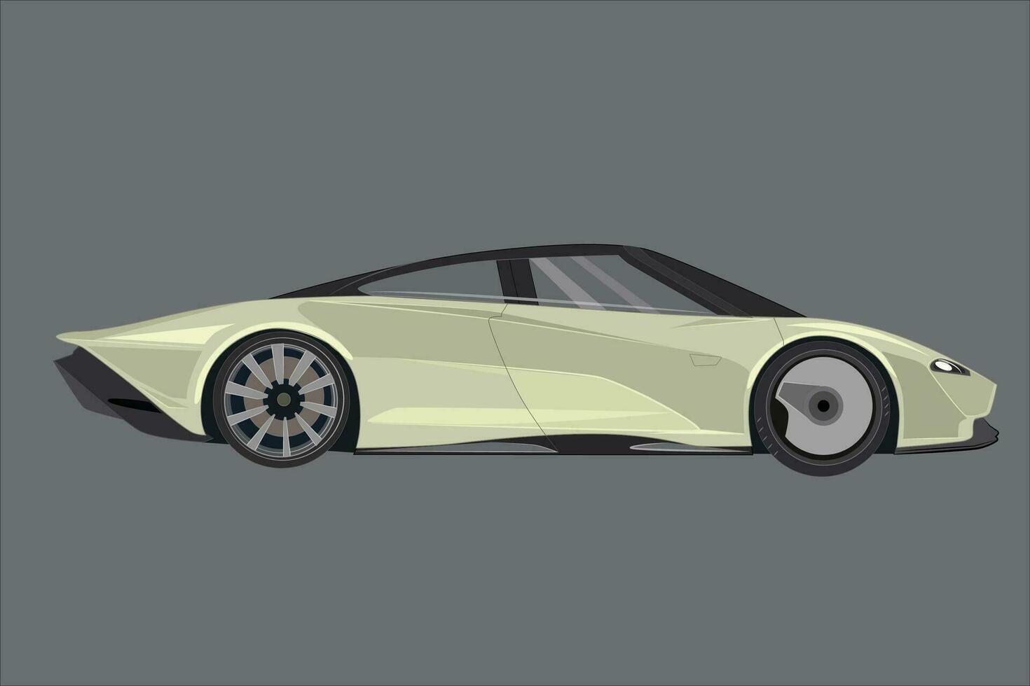 Realistic coupe sedan high class premium luxury elegant yellow sport color, car 3d model electric power style urban lifestyle business modern artwork design vector template isolated