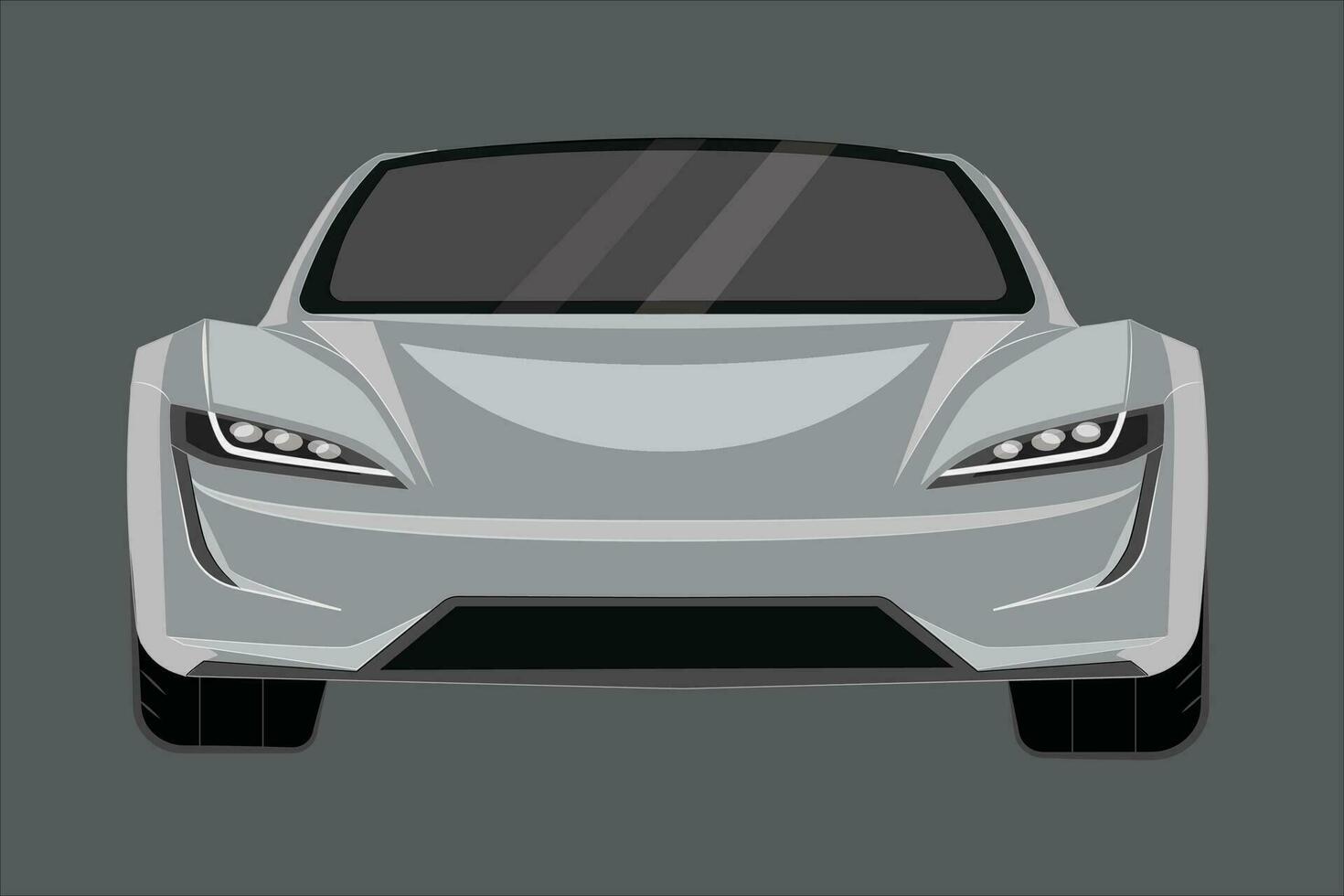 New Gray Vector Electric Sport Front Car illustration.