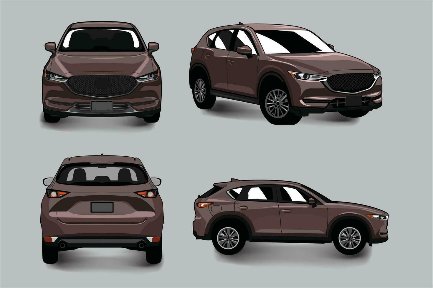 realista suv medio clase elegante marrón deporte color, urbano coche estilo de vida negocio moderno obra de arte diseño vector modelo aislado