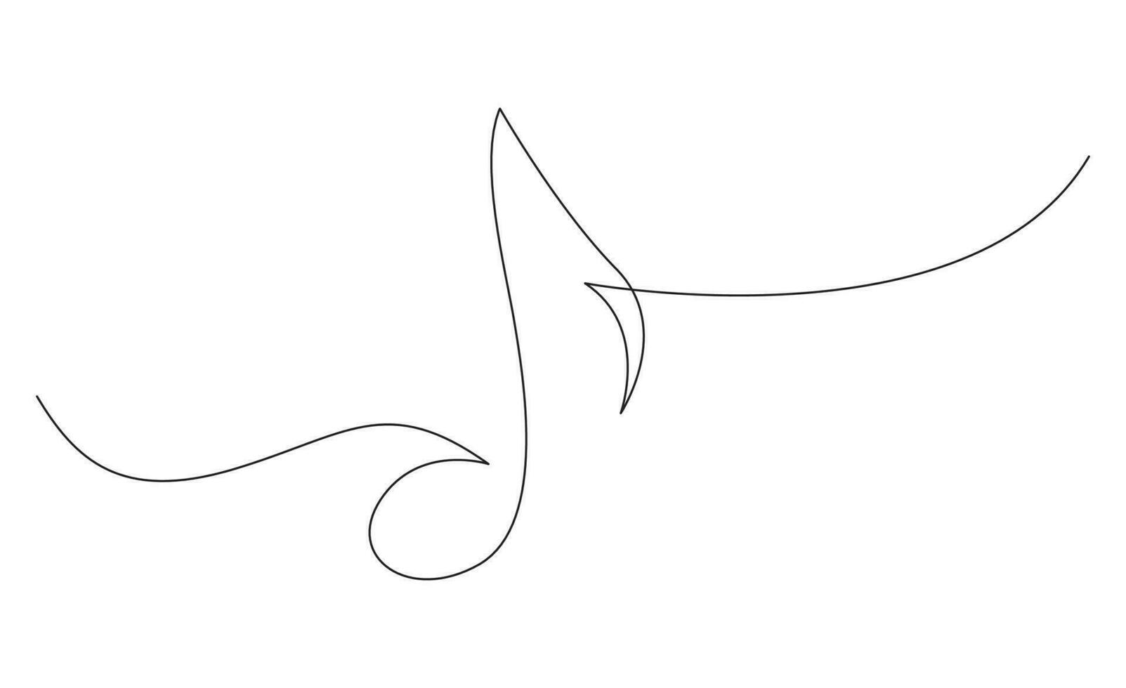 Continuous music note in one line drawing style. Hand drawn vector linear outline sketch. Editable stroke