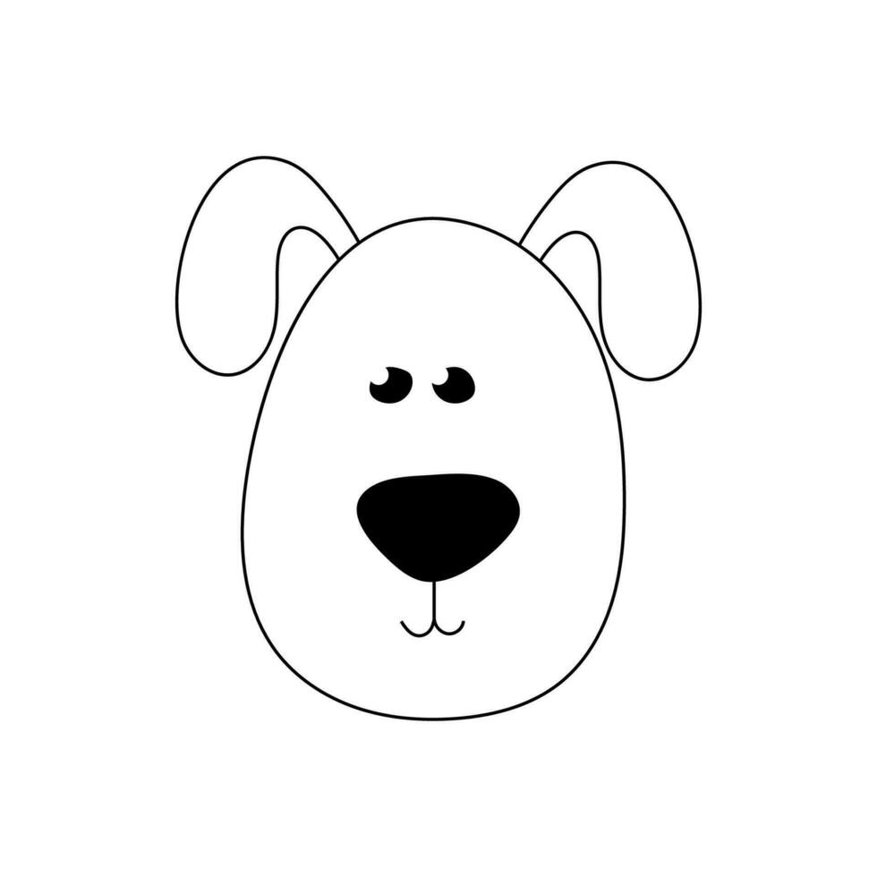 PrintCute doodle hand drawn dog. Little black puppy with big ears vector