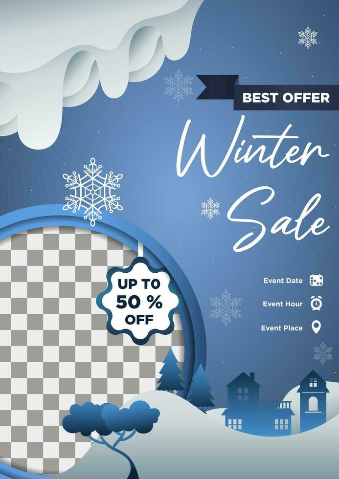 Poster Template Winter Sales Exclusive Design vector