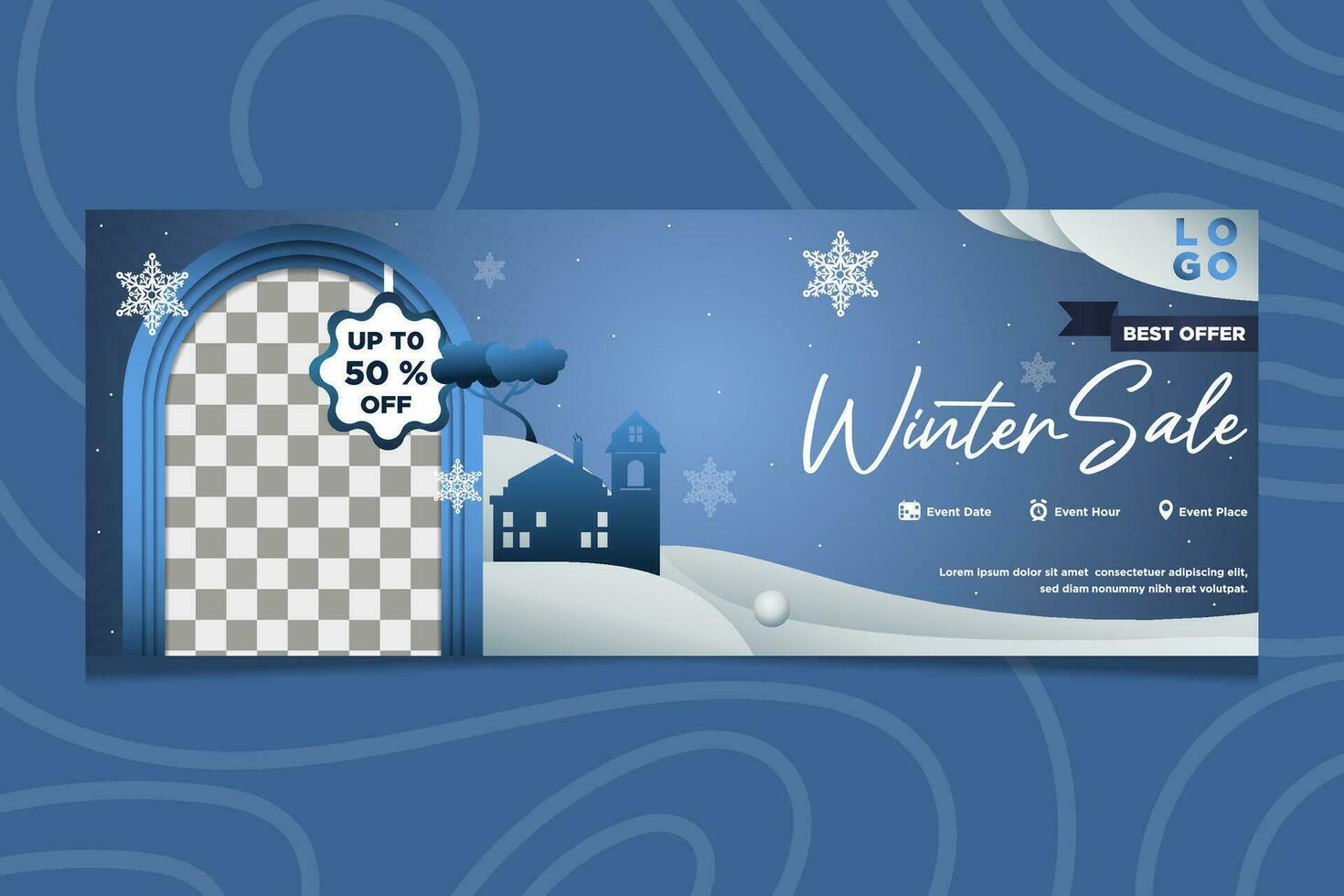 Banner Template Winter Sales Exclusive Design vector