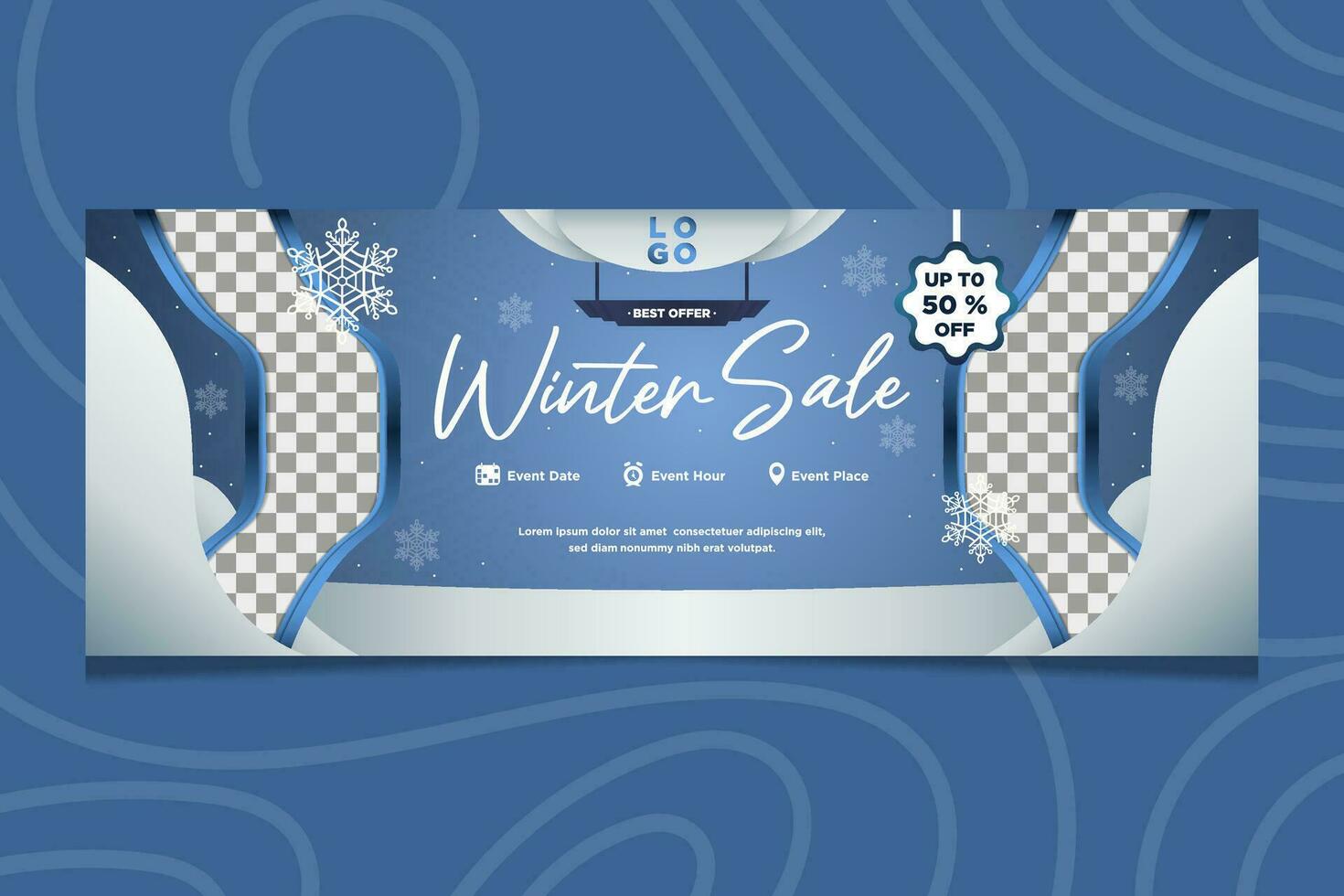 Banner Template Winter Sales Exclusive Design vector