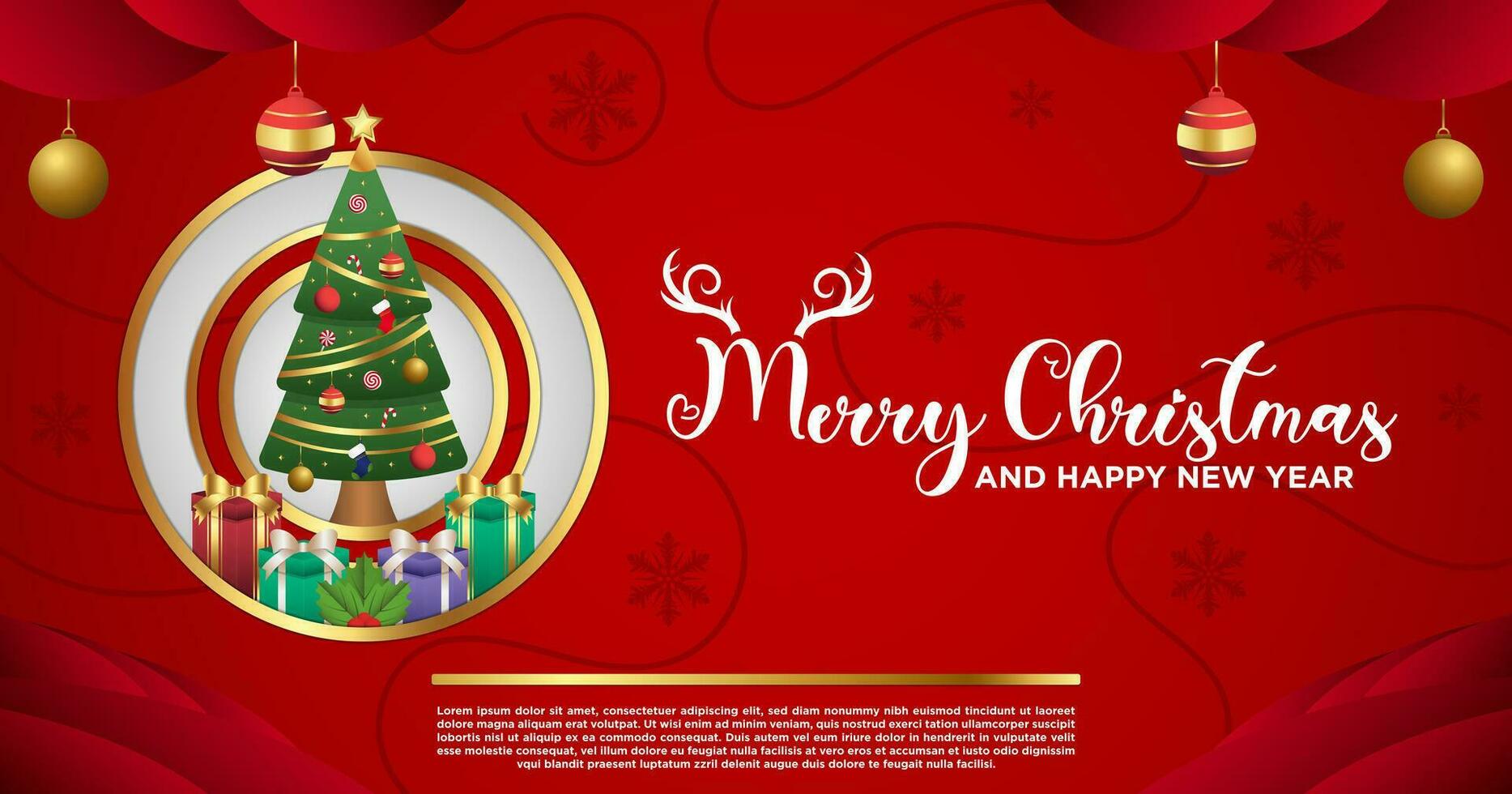 Banner Template Vector Merry Christmas and Happy New Year