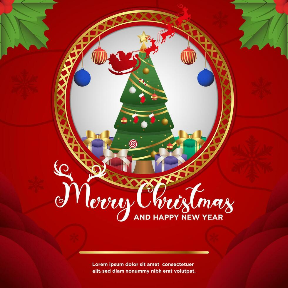 Vector Merry Christmas and Happy New Year Elegant Background