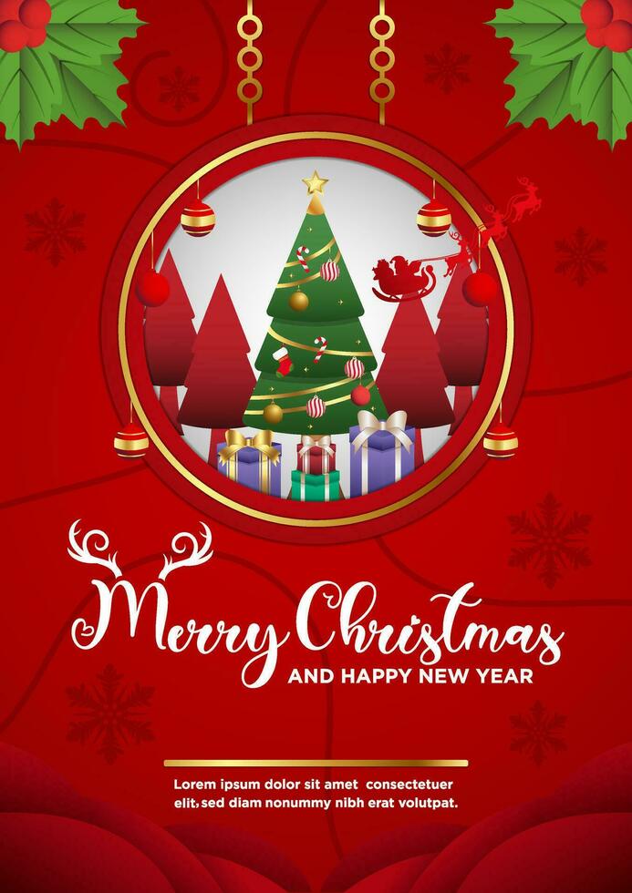 Poster Template Vector Merry Christmas and Happy New Year