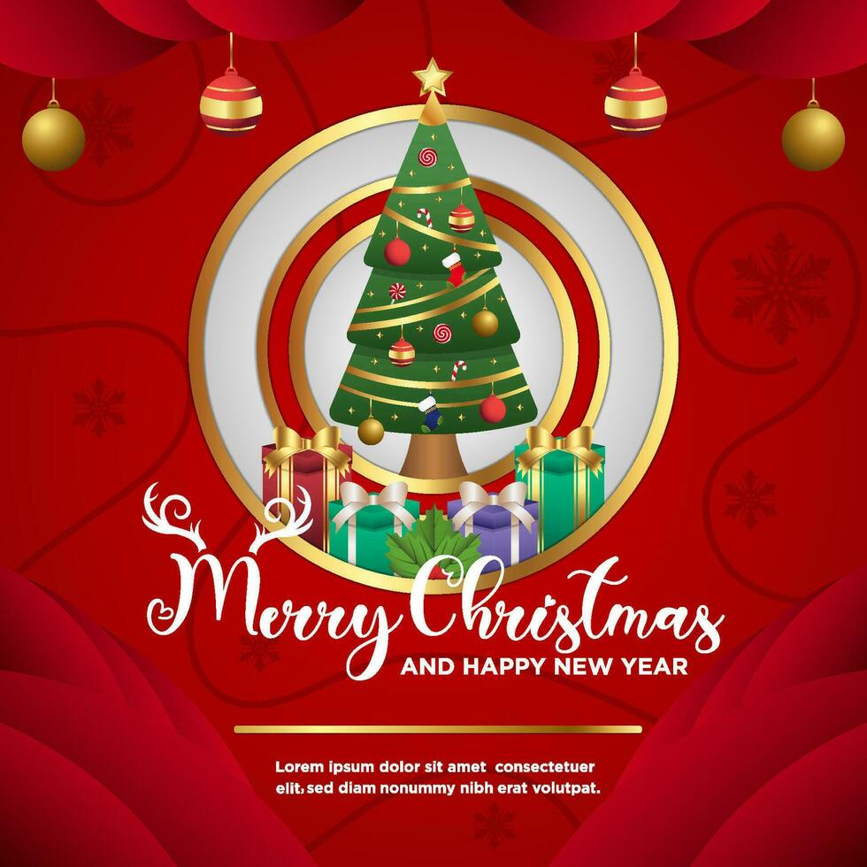 Vector Merry Christmas and Happy New Year Elegant Background