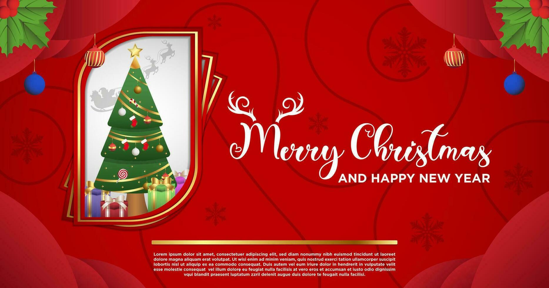 Banner Template Vector Merry Christmas and Happy New Year