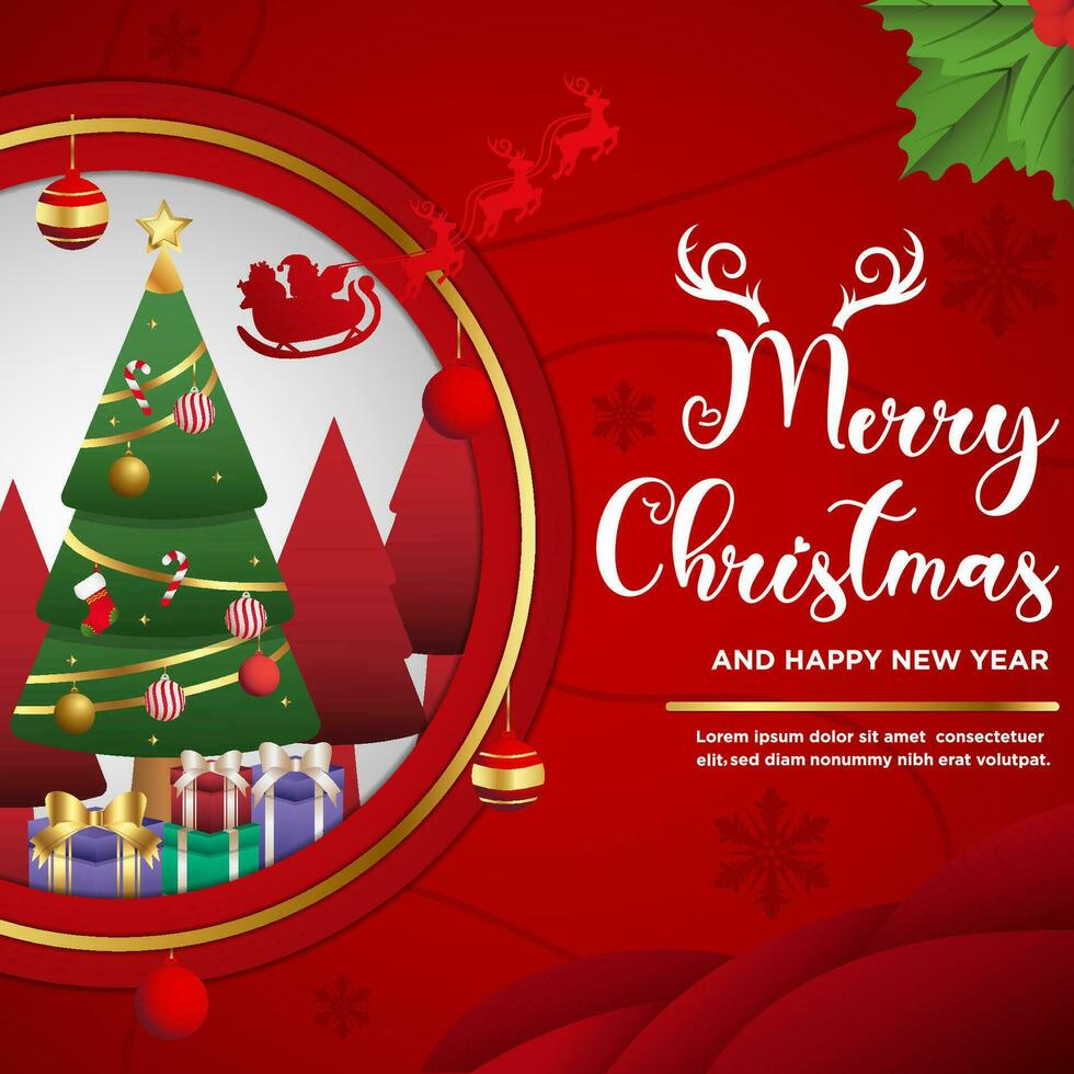 Vector Merry Christmas and Happy New Year Elegant Background