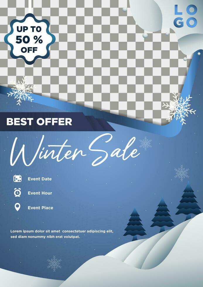 Poster Template Winter Sales Exclusive Design vector