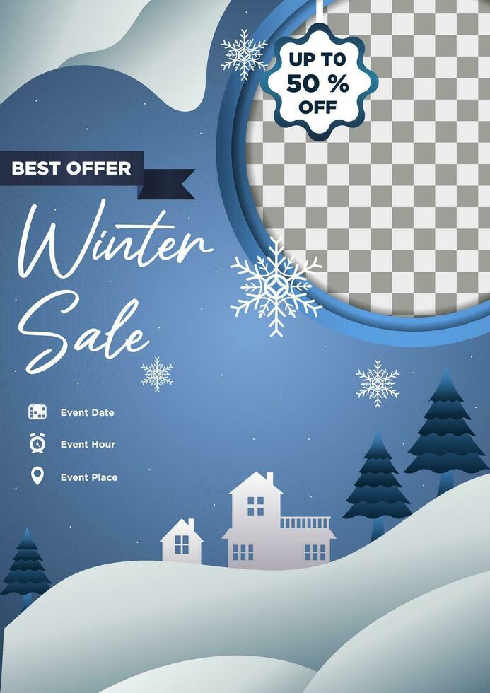 Poster Template Winter Sales Exclusive Design vector