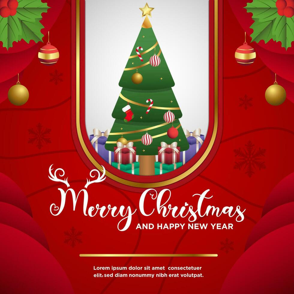 Vector Merry Christmas and Happy New Year Elegant Background