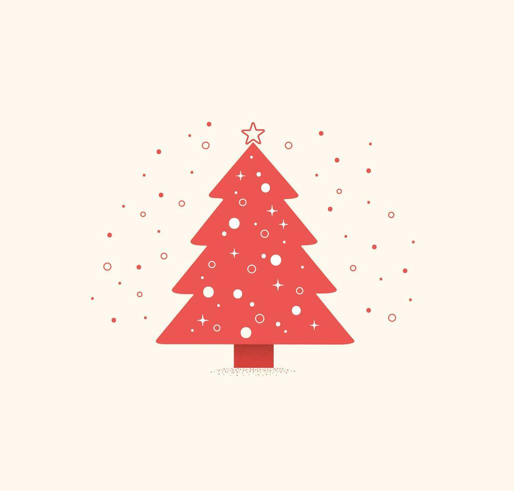 minimal red Christmas tree vector illustration