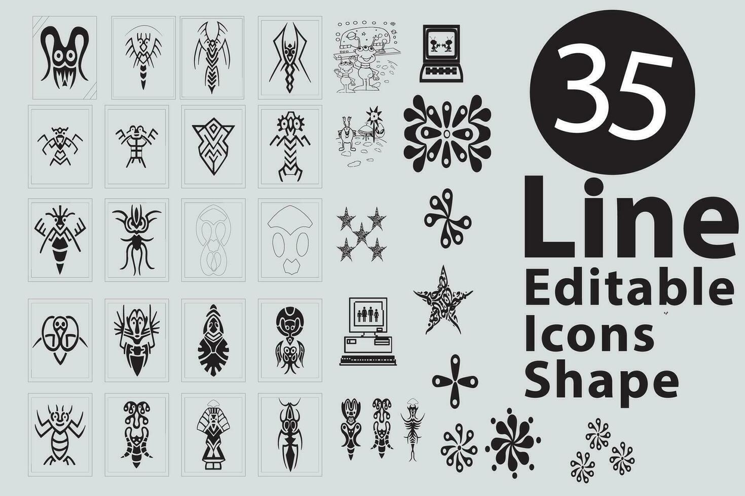 35 Line Editable Icons shape vector