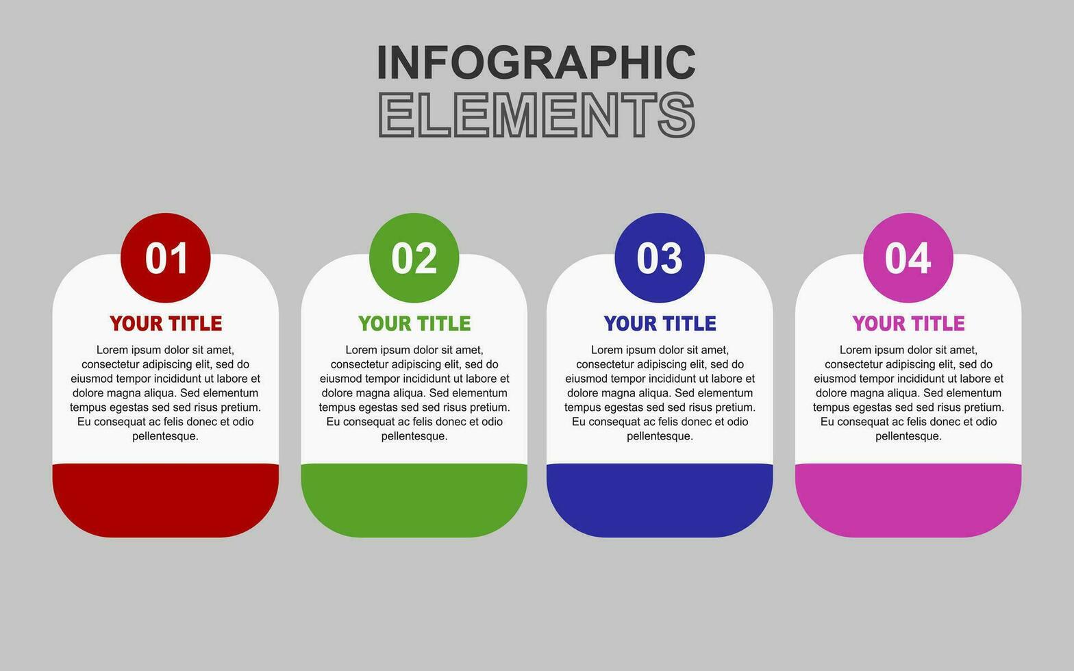 infografía modelo con 4 4 vistoso pasos para presentaciones, negocio y carteles vector