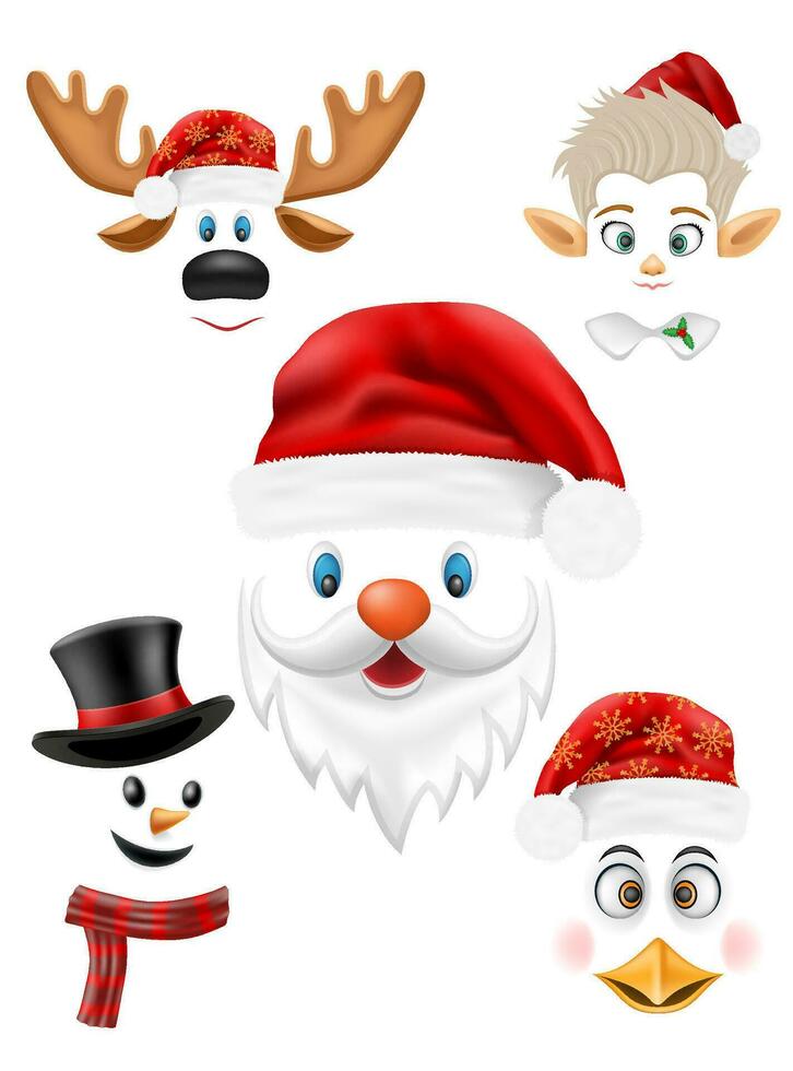 christmas and new year characters holiday symbols vector illustration