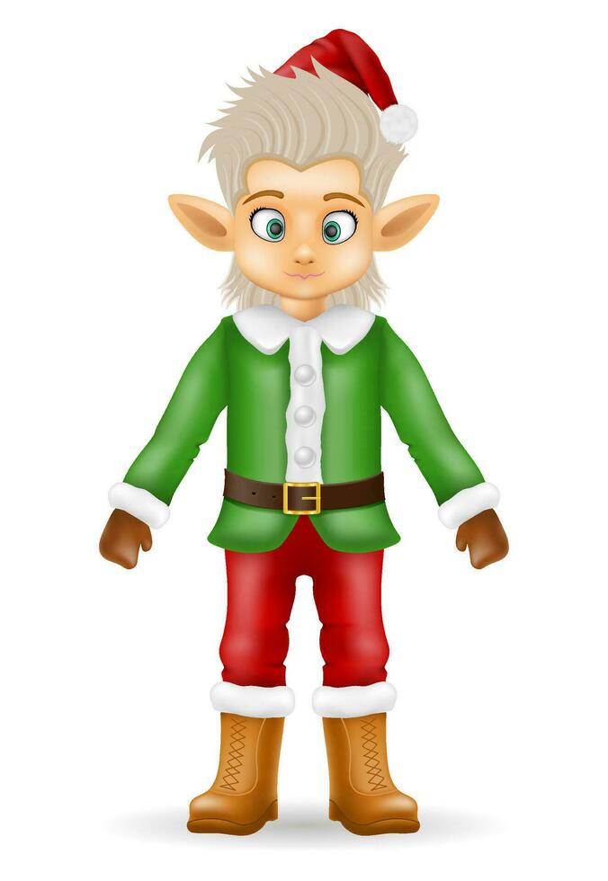 christmas elf santa claus helper vector illustration isolated on white background