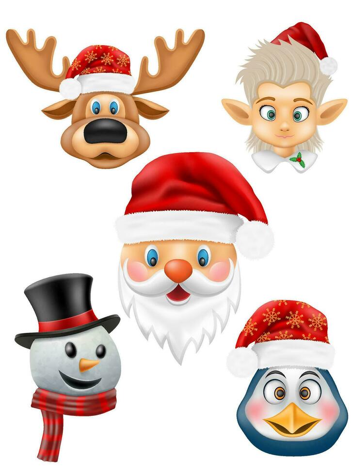 christmas and new year characters holiday symbols vector illustration