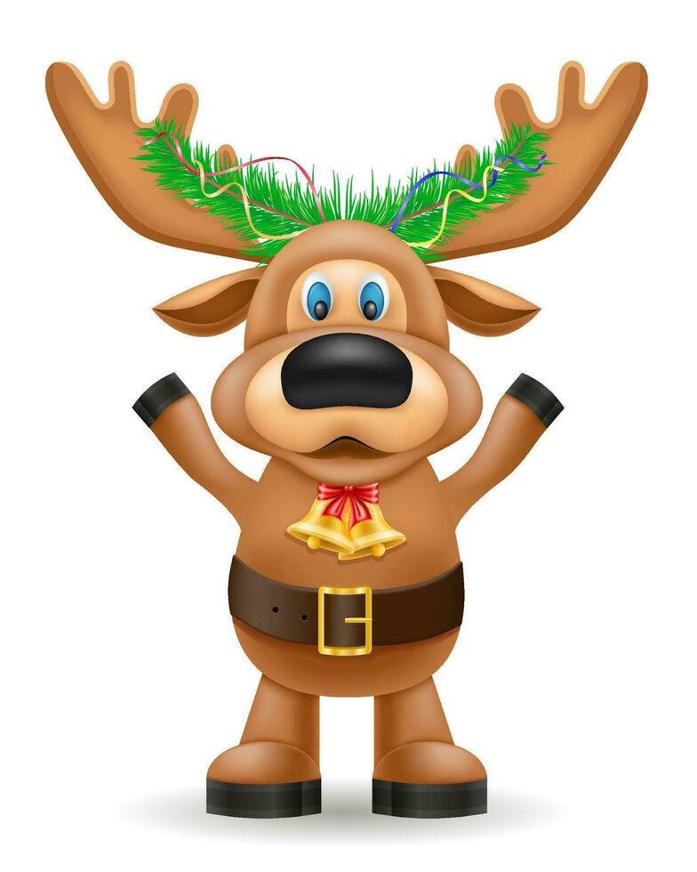 christmas deer new year holiday symbol vector illustration isolated on white background