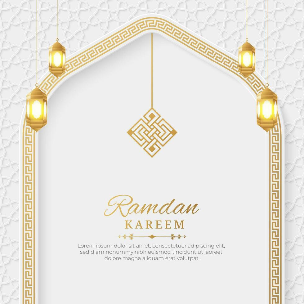 Ramadan Kareem Arabic Elegant Luxury Ornamental Islamic Background with Islamic Pattern Border and Decorative Ornament vector