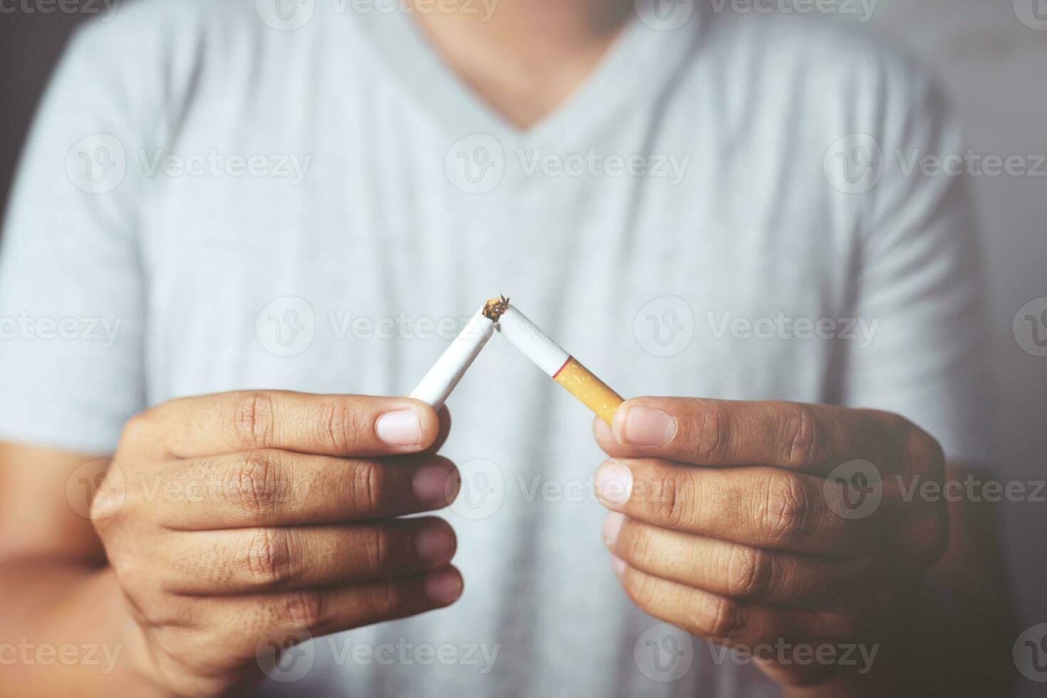 Man refusing cigarettes concept for quitting smoking and healthy lifestyle.or No smoking campaign Concept. photo