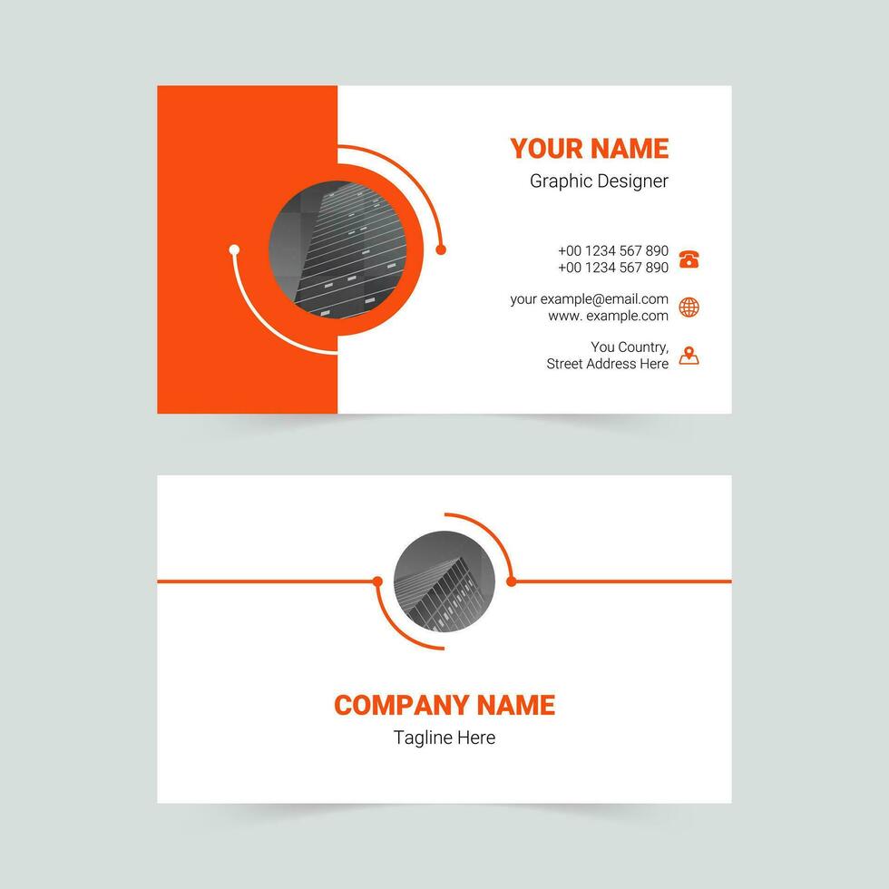 Orange simple business card template vector