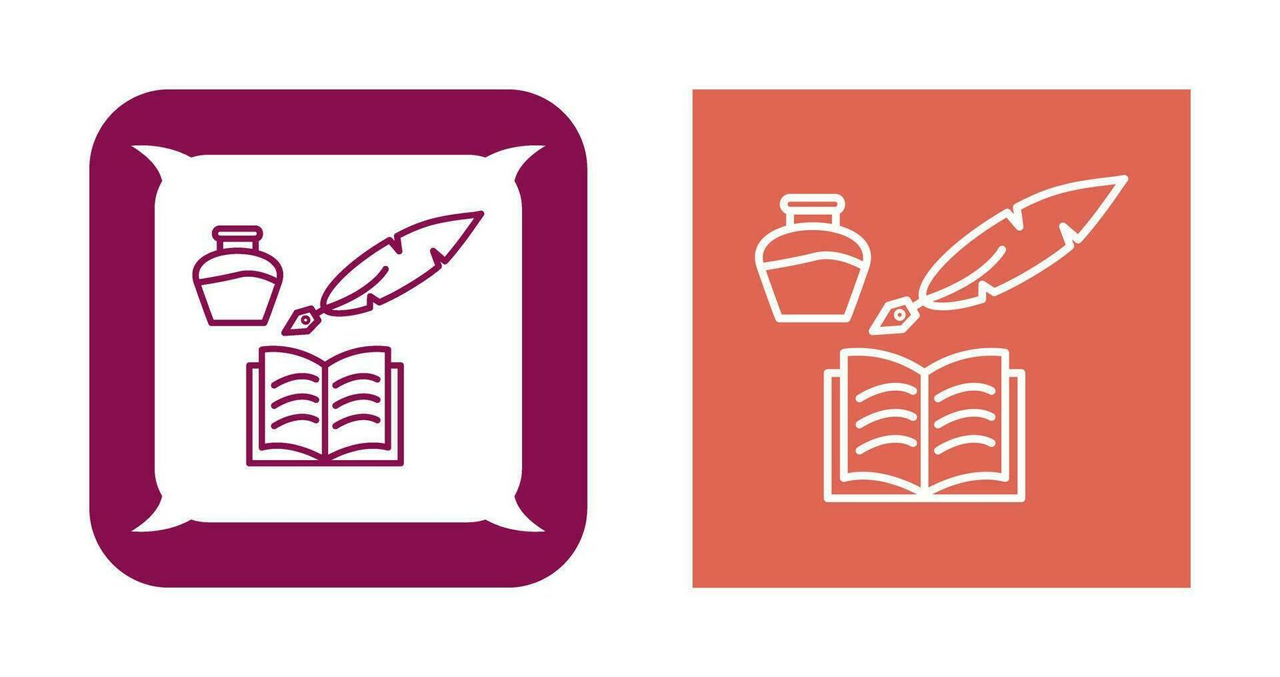 Unique Quill and Book Vector Icon