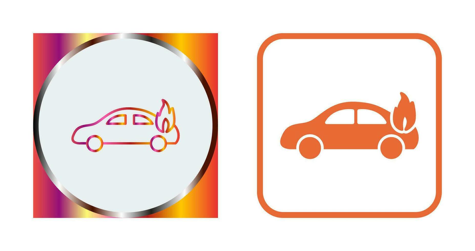 coche único en icono de vector de fuego