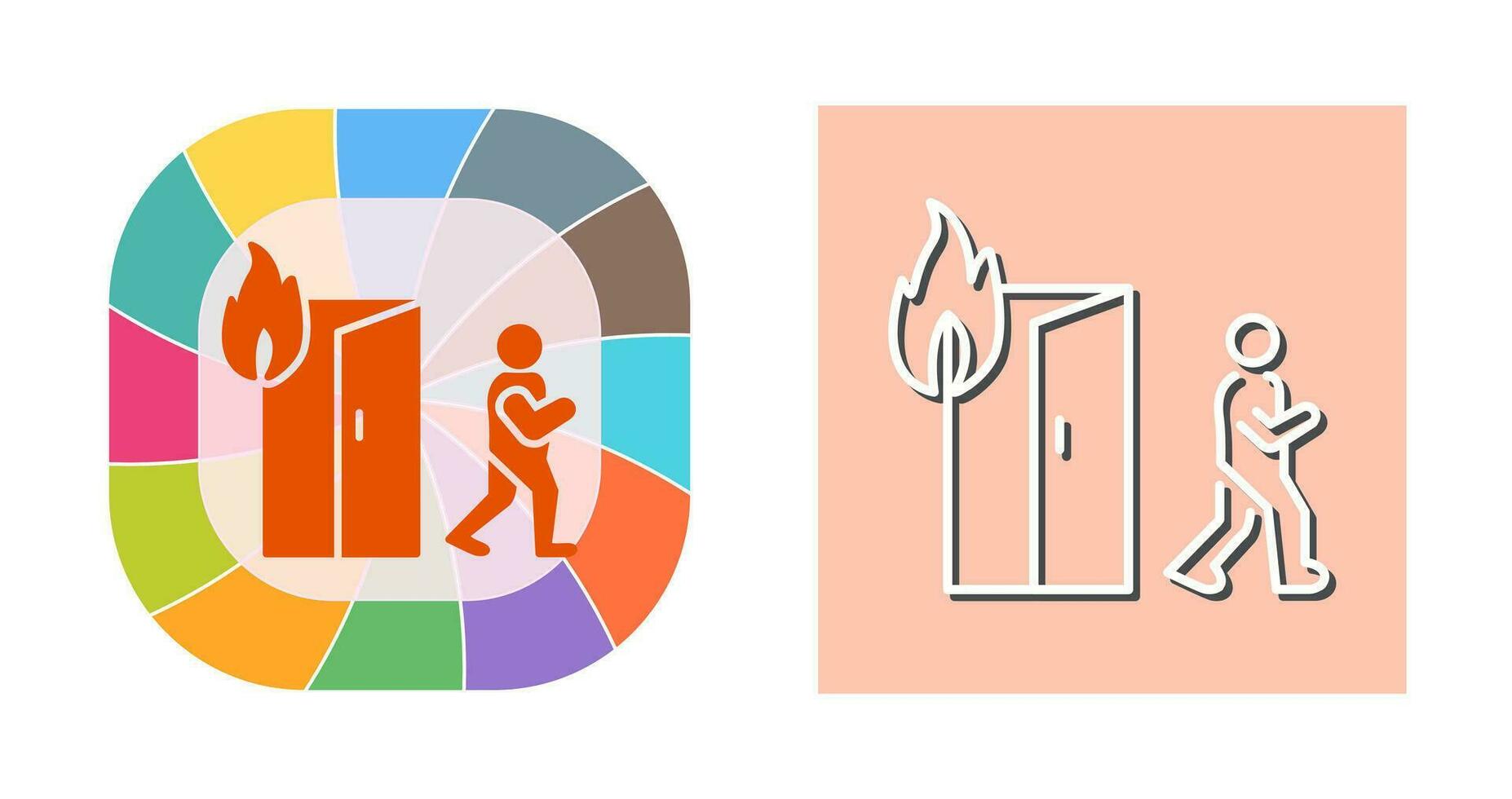 Unique Running from Fire Vector Icon