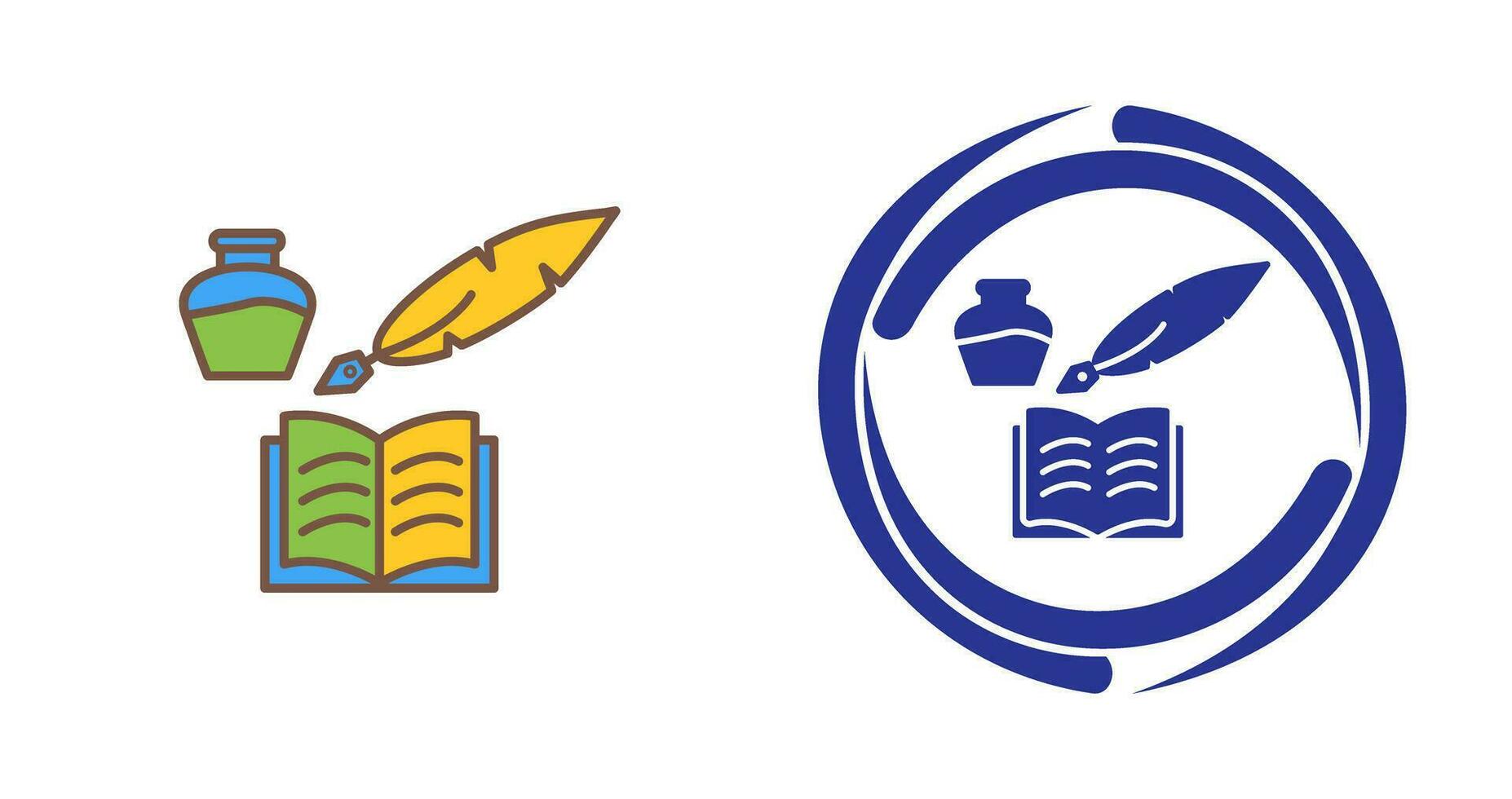 Unique Quill and Book Vector Icon