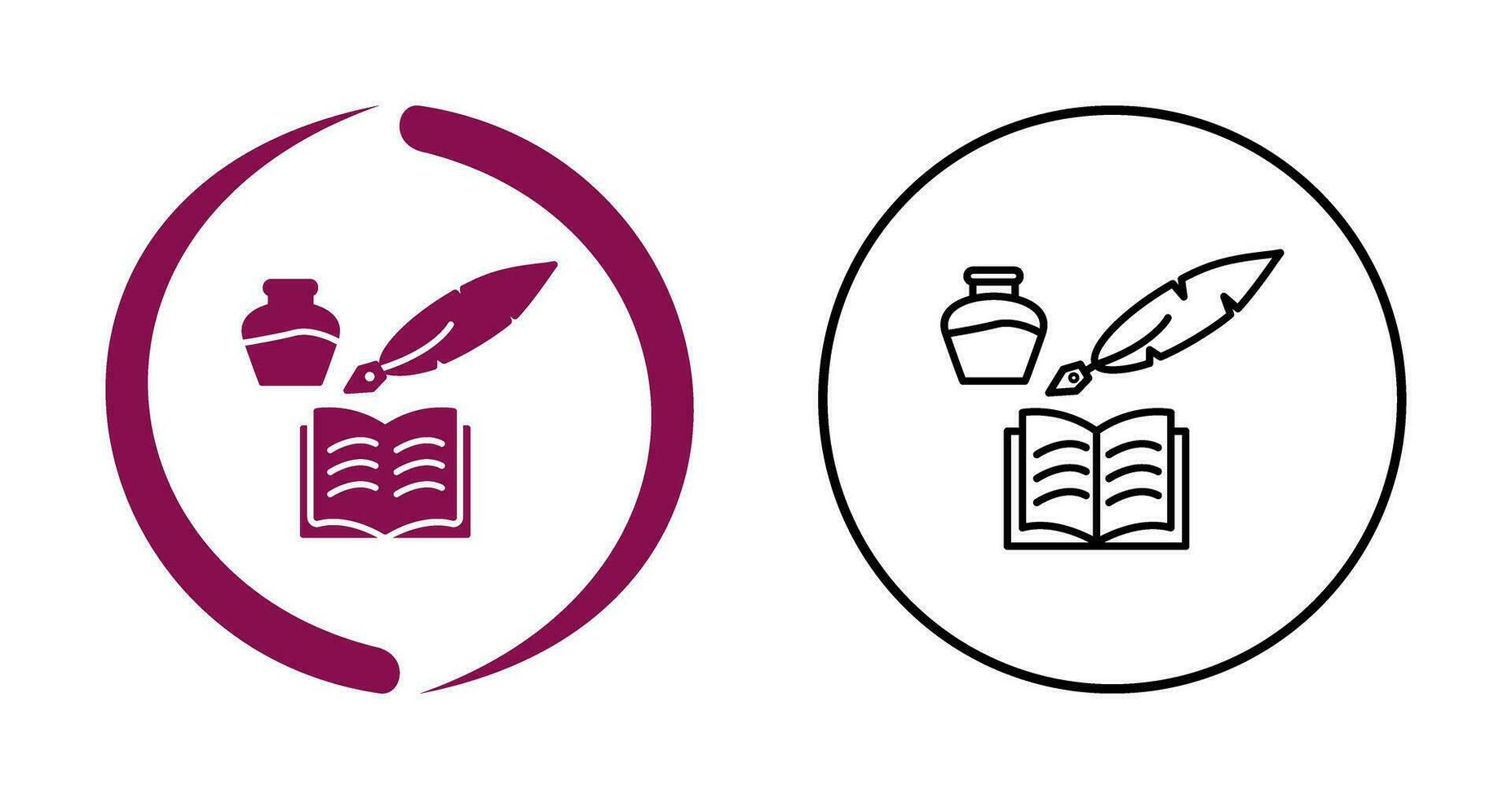 Unique Quill and Book Vector Icon