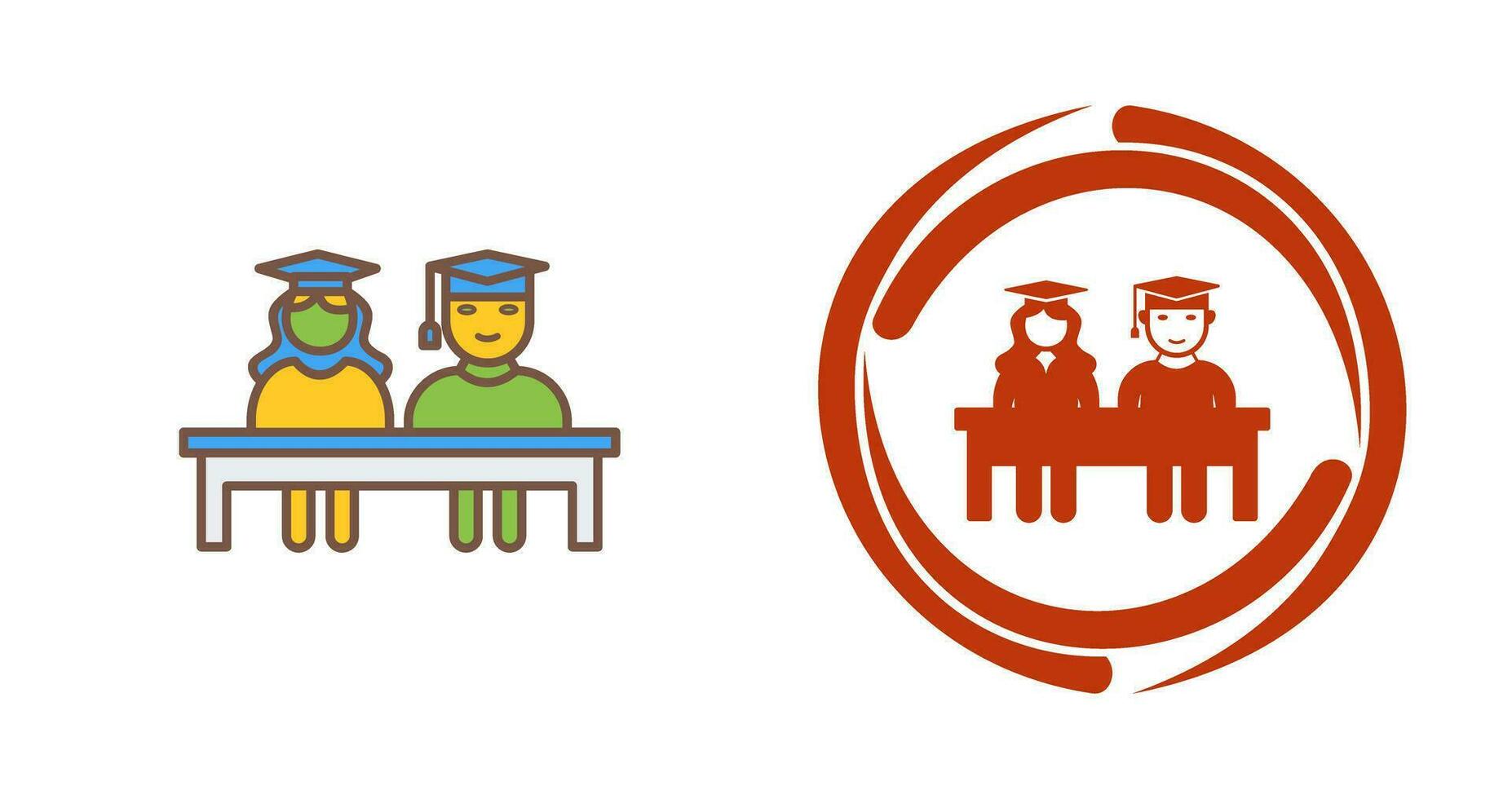 Unique Students Sitting Vector Icon