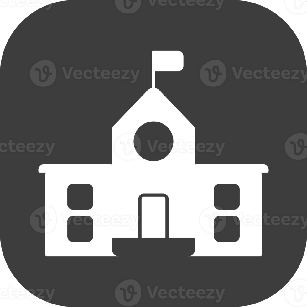 School icon in black square. png