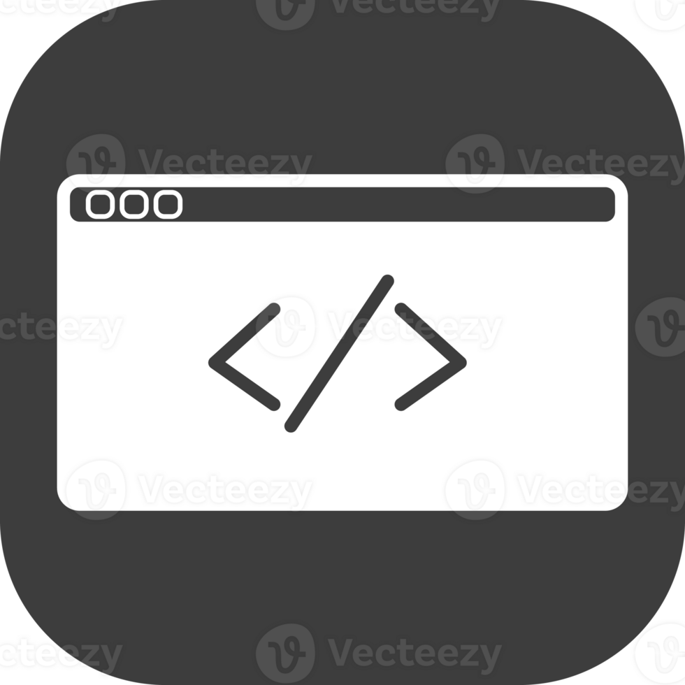 Symbol programming icon in black square. png