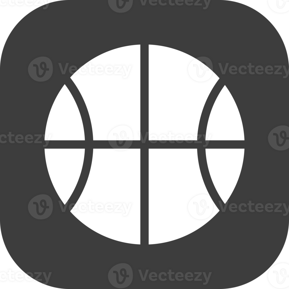 Basketball icon in black square. png
