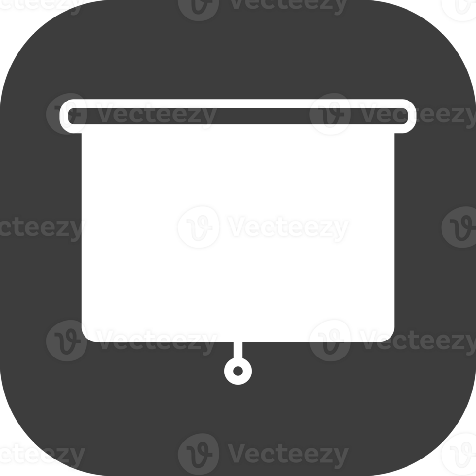 Projector icon in black square. png