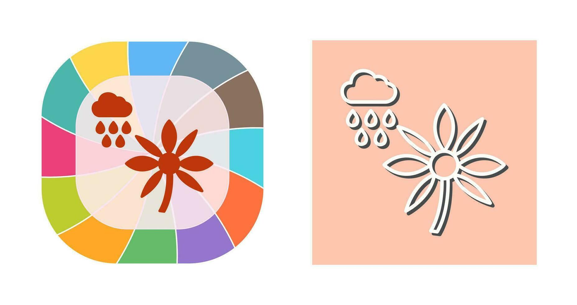 Flower with rain Vector Icon