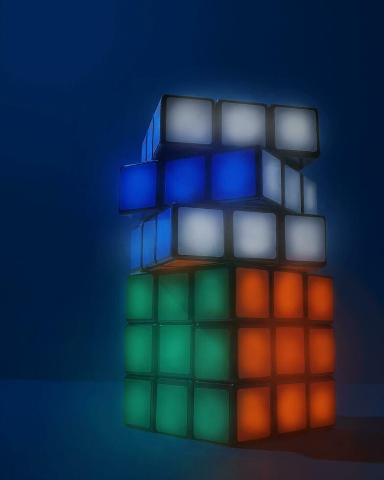 Stacked Rubiks Cube photo