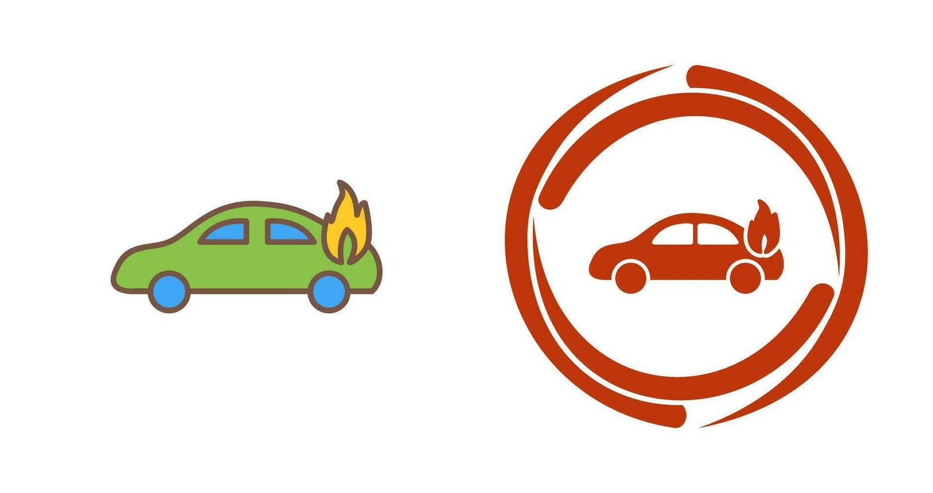 Unique Car on Fire Vector Icon