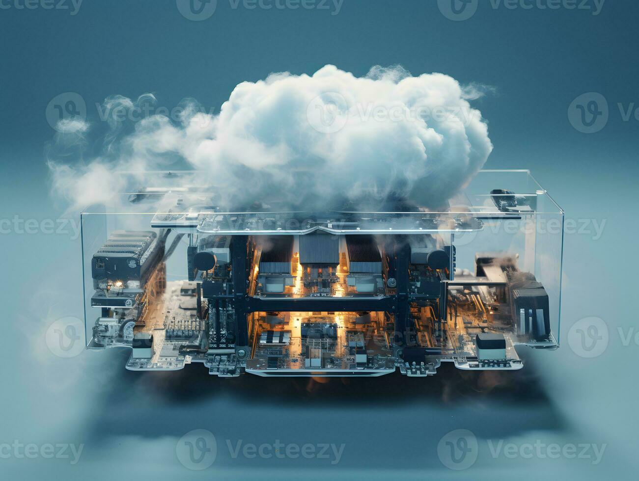 Cloud data storage, database, cloud computing concept. photo