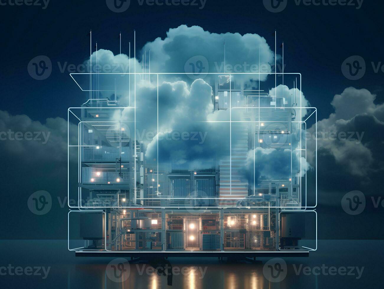 Cloud data storage, database, cloud computing concept. photo