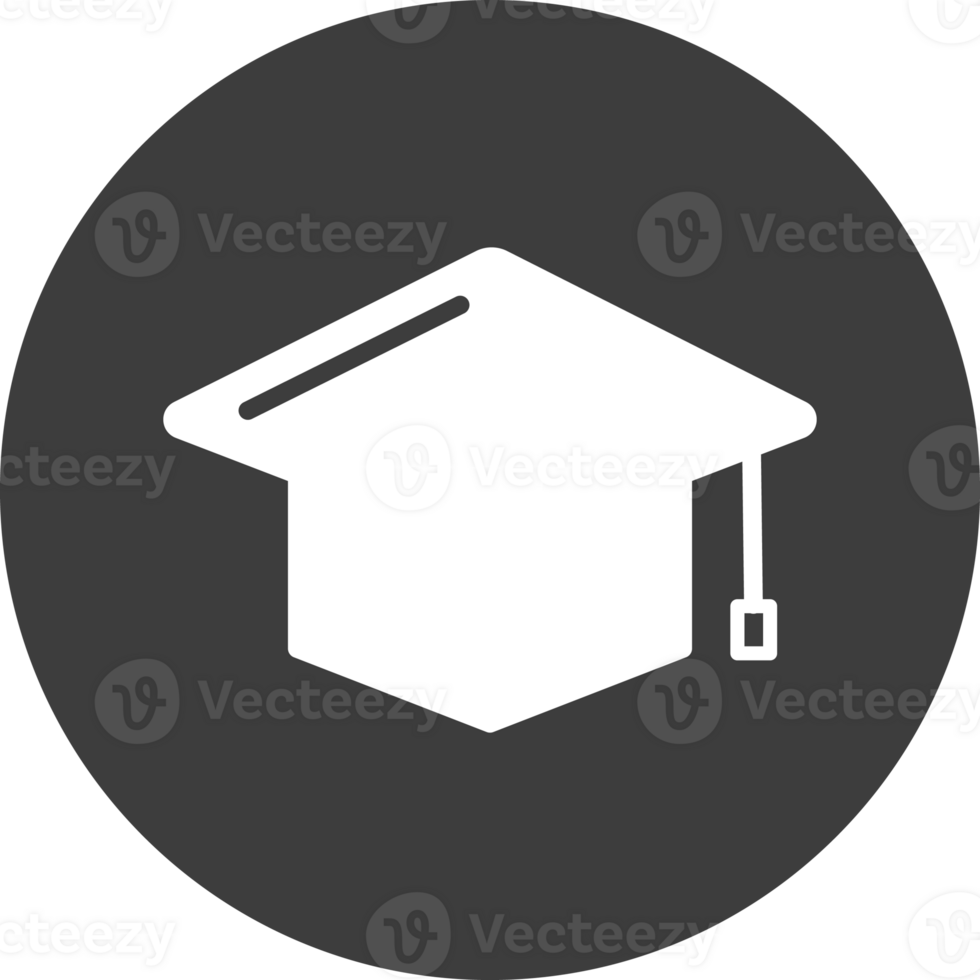Graduation icon in black circle. png
