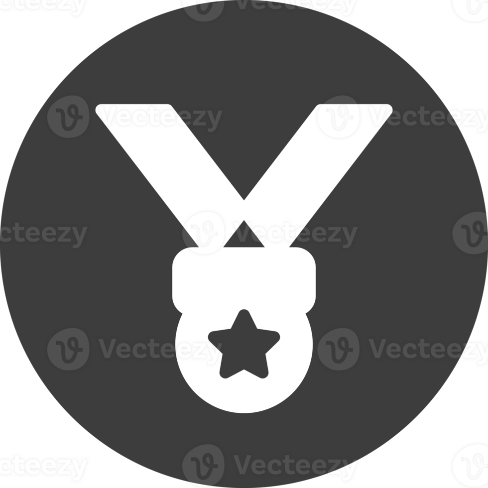 Award medal icon in black circle. png
