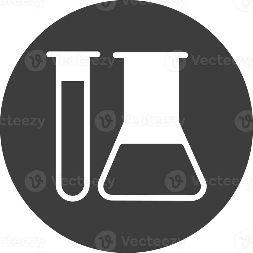 Test tube icon in black circle. png