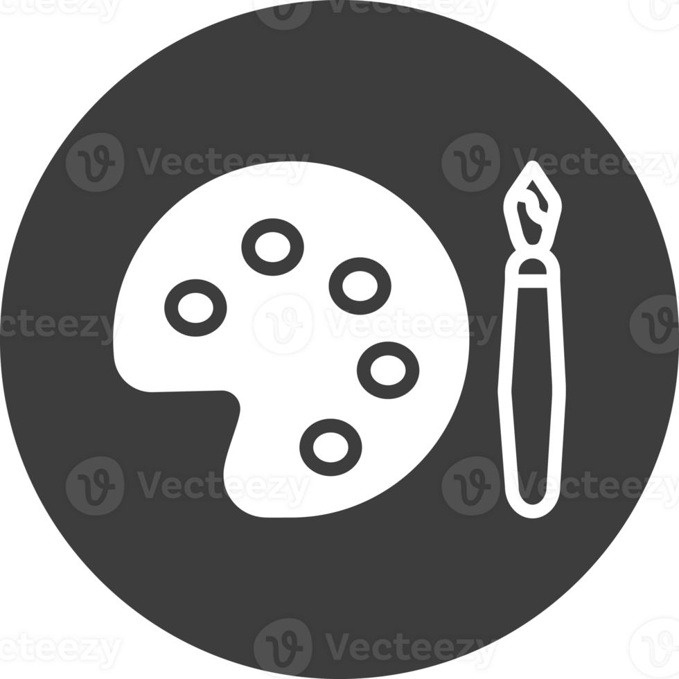 Paint tray icon in black circle. png