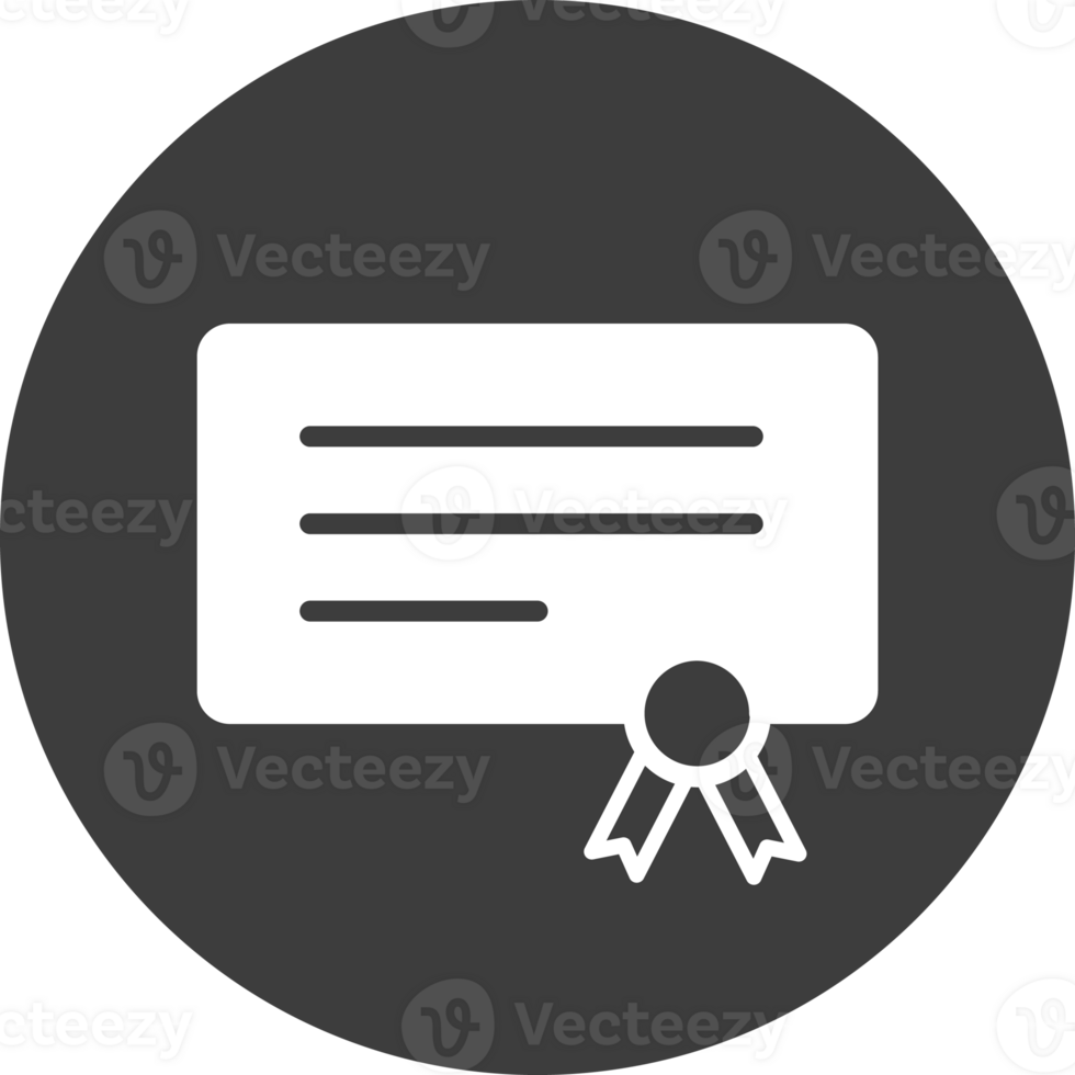 Certificate icon in black circle. png