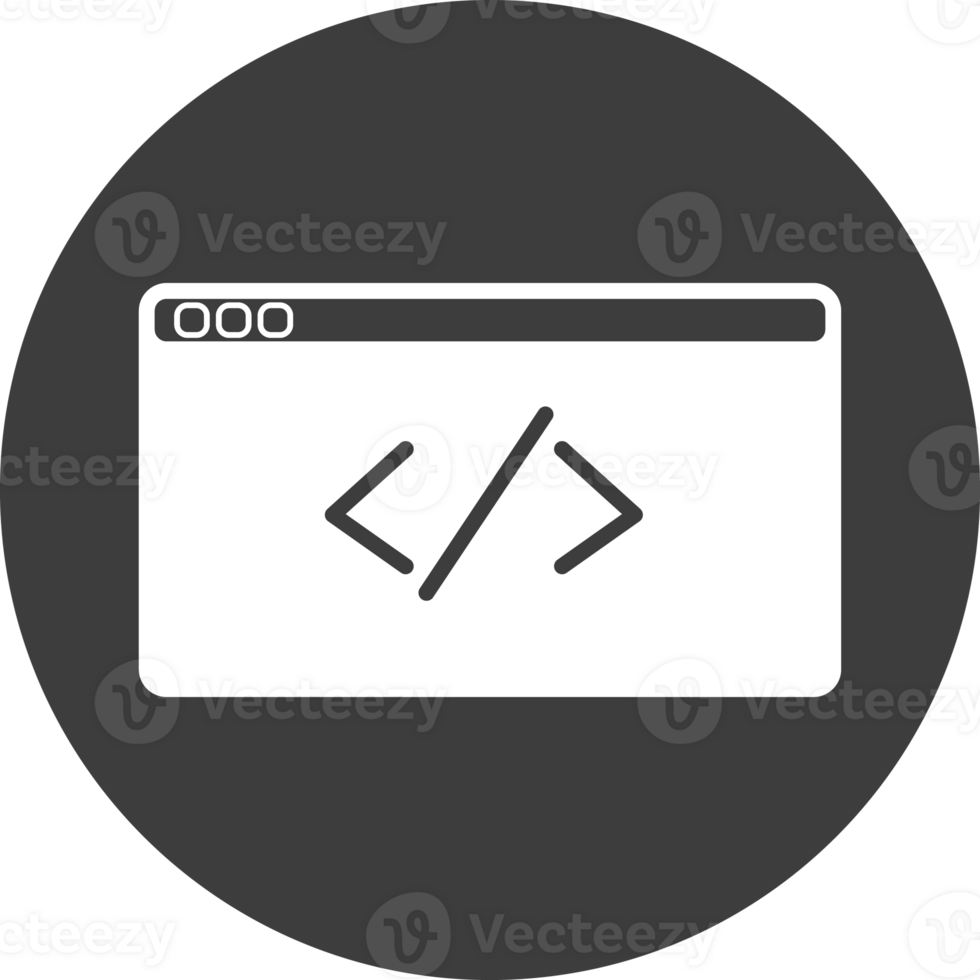 Symbol programming icon in black circle. png