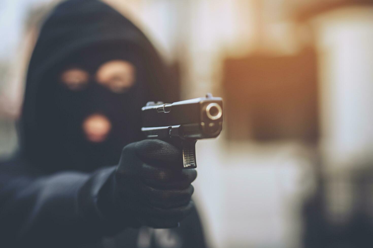 Robbers use guns to rob a house photo
